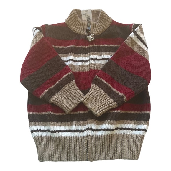 Gymboree Striped Knit Sweater Zip up Cardigan Size 12 - 18 M - Picture 2 of 9